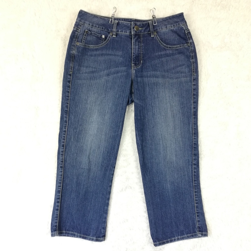 Jag Womens Jeans Classic Capri Blue Denim Medium Wash Straight Leg Mid Rise 12